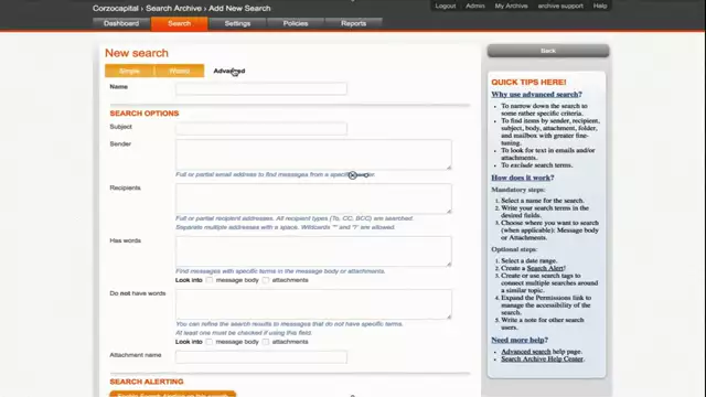 PeachWiz Email Archiving Demo